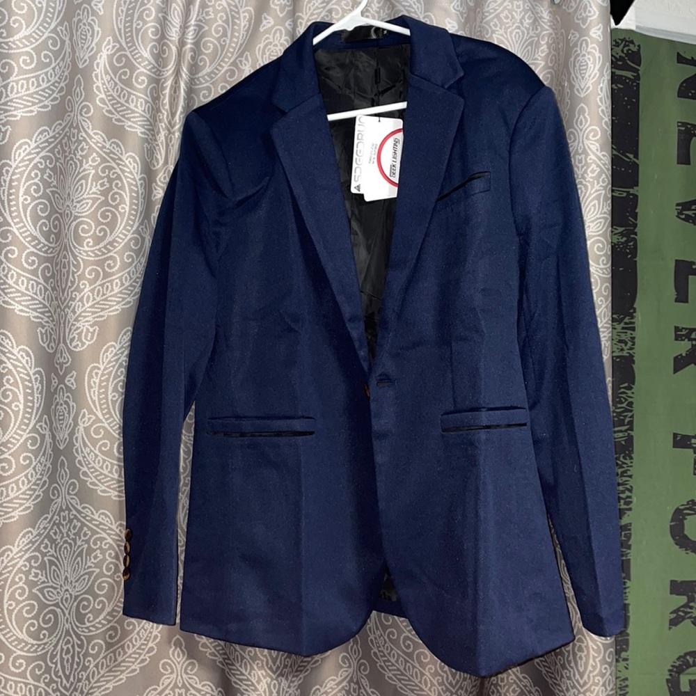 Navy blue men's blazer jacket